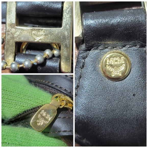 Authentic MCM Visetos Dog Bone Boston Bag Brown - Picture 9 of 12